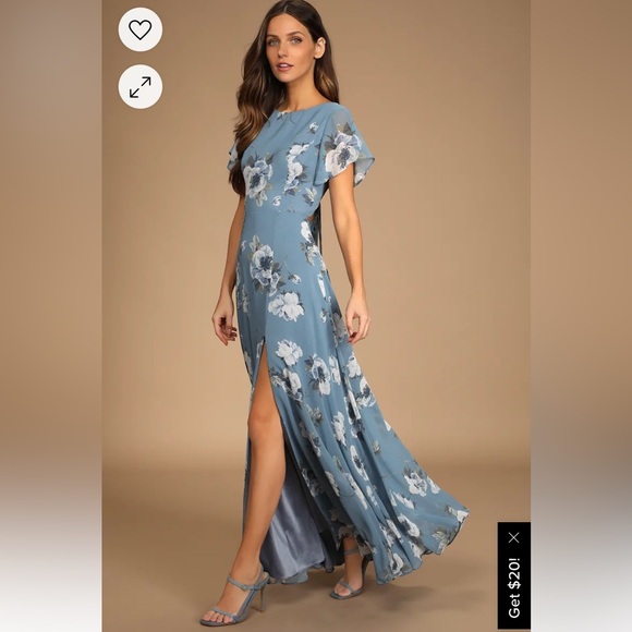 Lulus slate blue floral print dress - Picture 1 of 3
